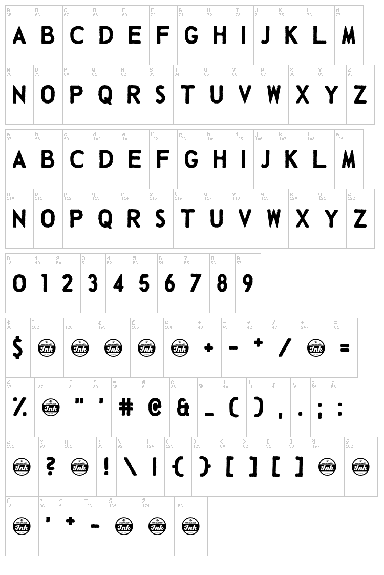 Talking Baseball font map